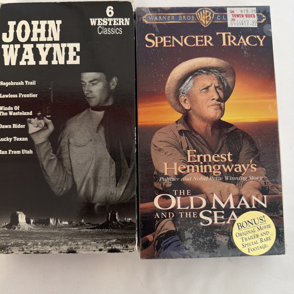 2 VHS John Wayne Western Classics And Spencer Tracy The Old Man And The Sea - Picture 2 of 6